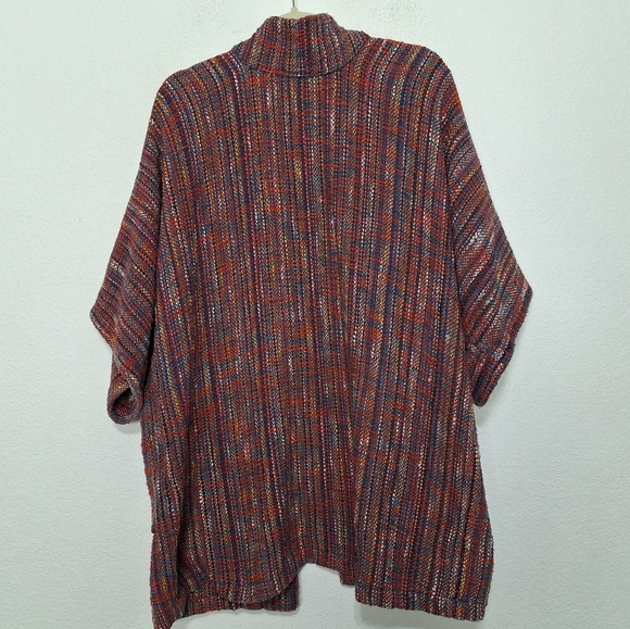Azoe Multicolor Space Dye Southwestern Wide Kimono Sleeves Textured Jacket O/S - Picture 6 of 10